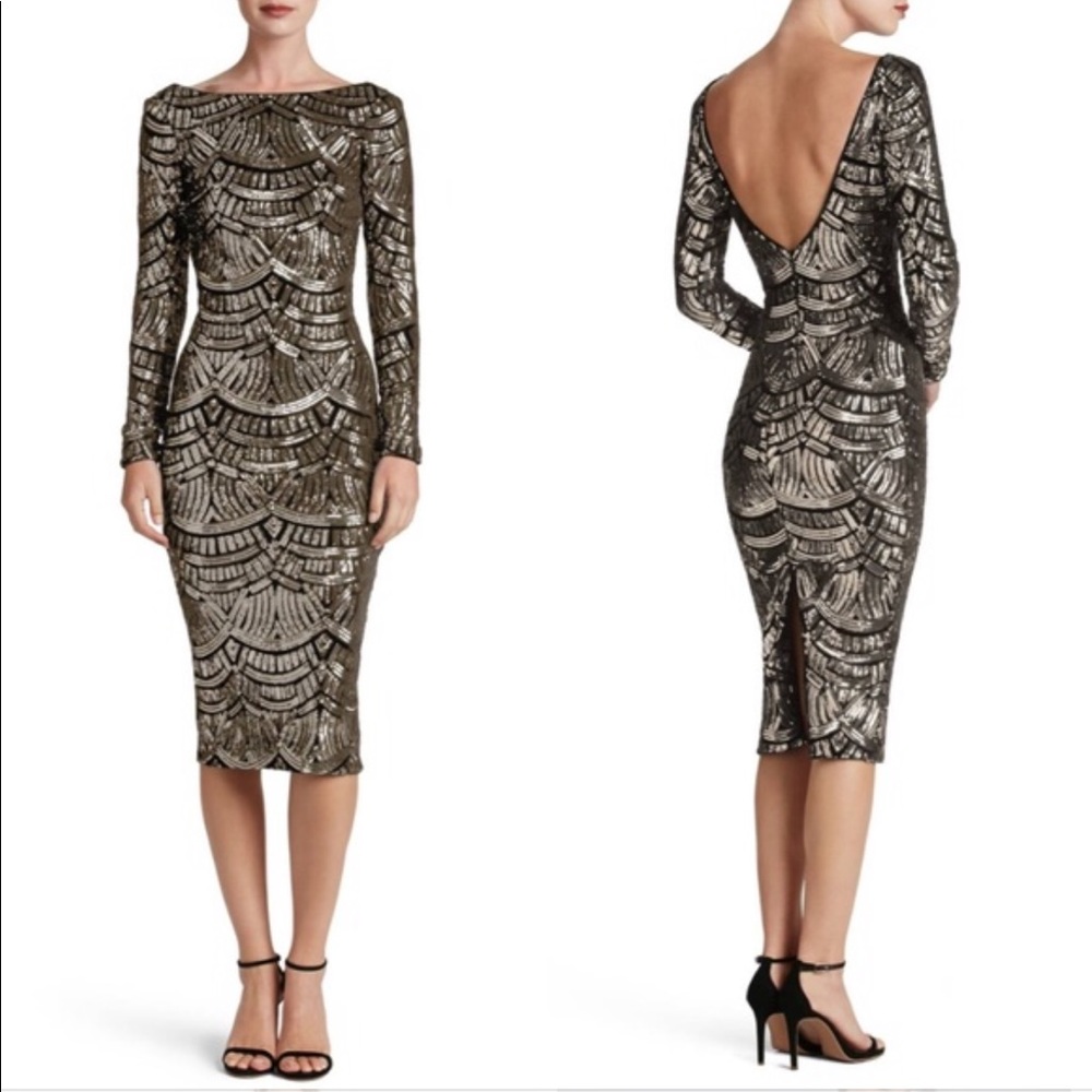 DRESS THE POPULATION Emery Sequin Midi Dress